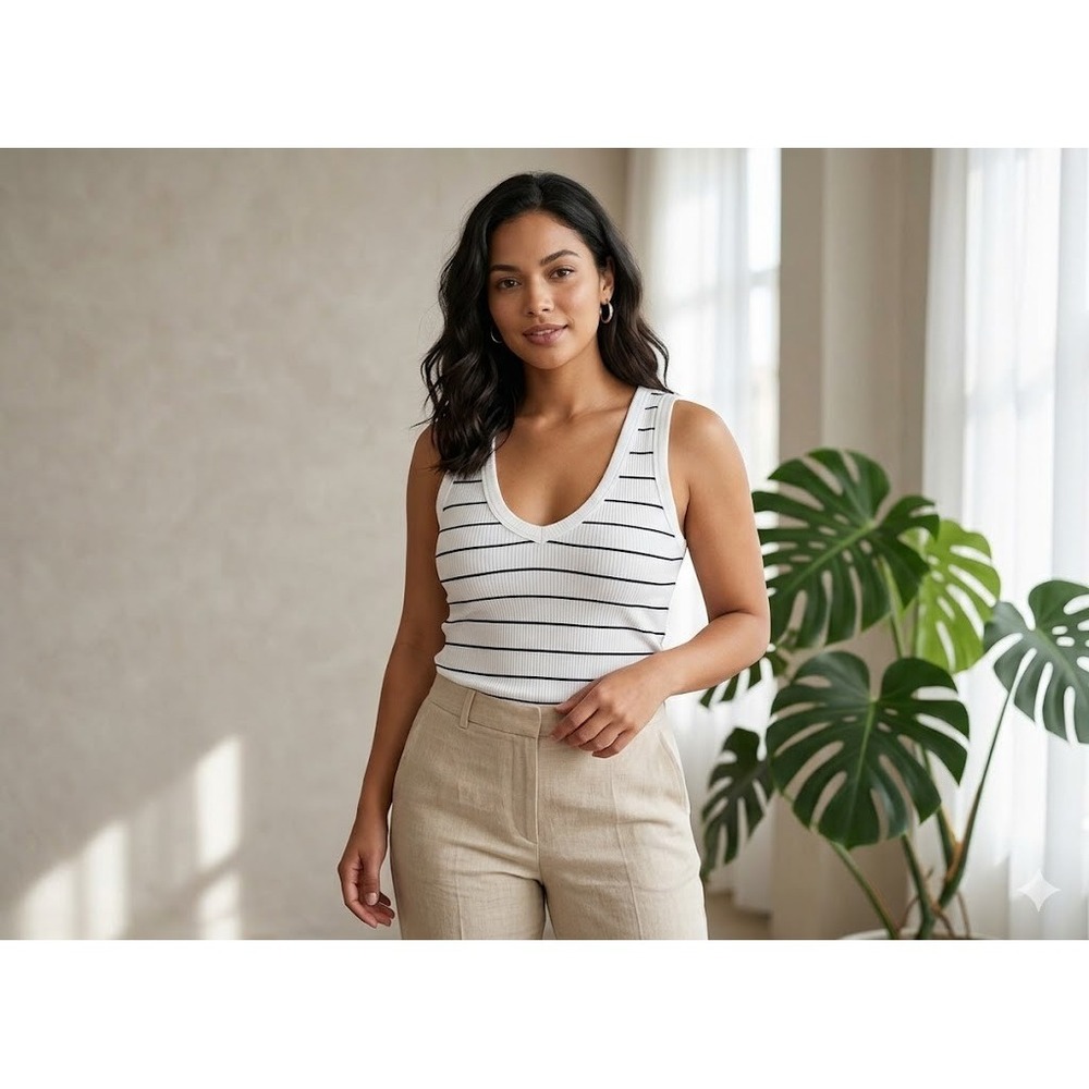 Universal Thread Tank Top Womens S Striped Ribbed Base Layer Minimalist Casual